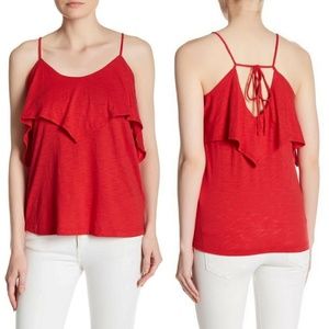 NEW HARLOWE & GRAHAM RED Ruffled Cami Top Sz M